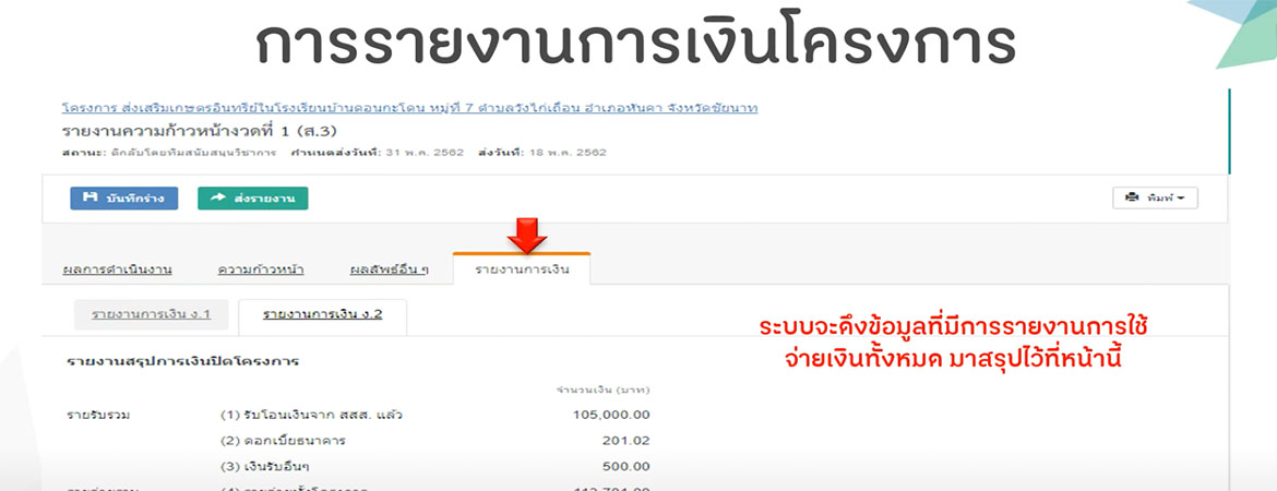 วิธีบันทึกการสรุปรายงานการเงิน ง 1,ง 2